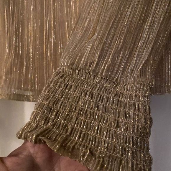 Joie Sparkly Gold and Beige Blouse - Picture 3 of 8